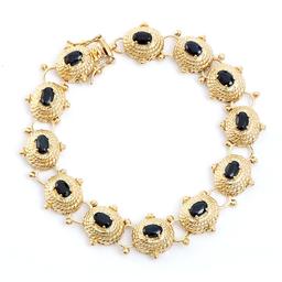 Plated 18KT Yellow Gold 7.45cts Black Sapphire Bracelet