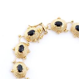 Plated 18KT Yellow Gold 7.45cts Black Sapphire Bracelet