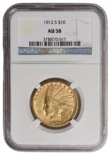 1912-S $10 Indian Head Eagle Gold Coin NGC AU58