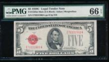 1928C $5 Mule Legal Tender Note PMG 66EPQ