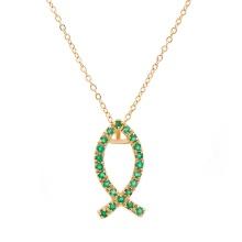 Plated 18KT Yellow Gold 1.02ctw Green Agate Pendant with Chain