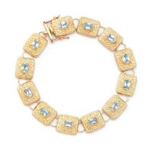 Plated 18KT Yellow Gold 6.55cts Blue Topaz Bracelet