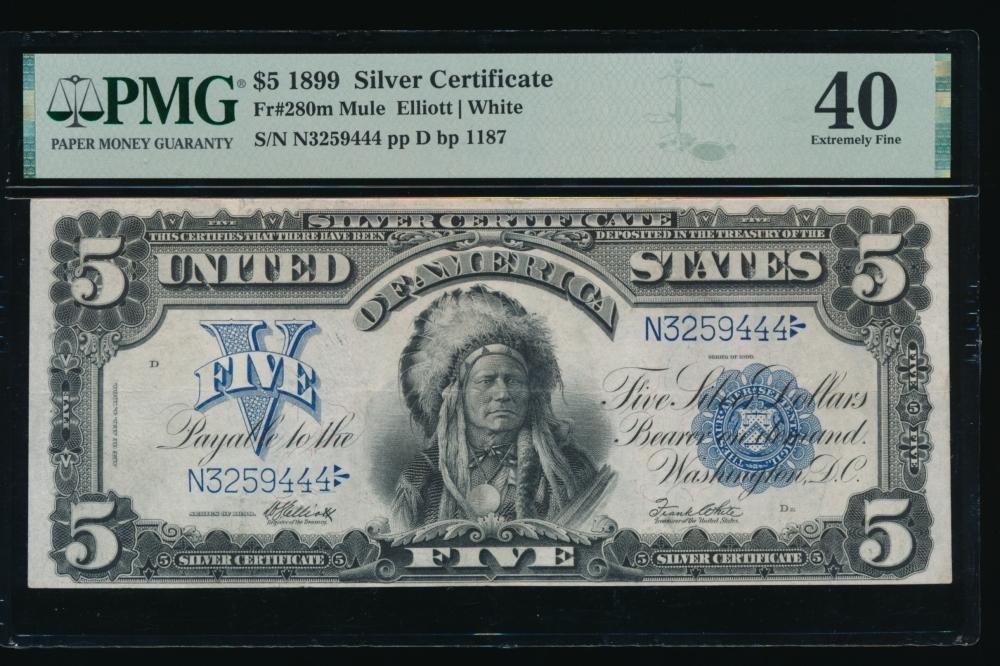 1899 $5 Chief Silver Certificate PMG 40