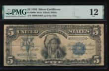 1899 $5 Mule Chief Silver Certificate PMG 12