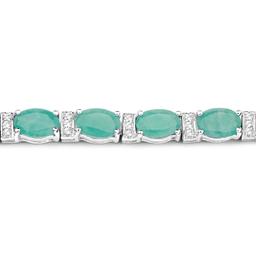 Plated Rhodium 10.12ctw Emerald and White Topaz Bracelet