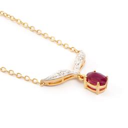 Plated 18KT Yellow Gold 1.00ct Ruby and Diamond Pendant with Chain