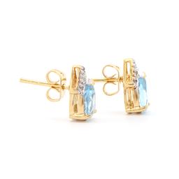 Plated 18KT Yellow Gold 2.65ctw Blue Topaz and Diamond Earrings