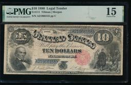 1880 $10 Jackass Legal Tender Note PMG 15