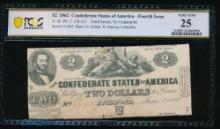 1862 $2 T-42 Confederate PCGS 25