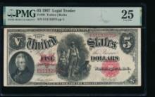 1907 $5 Legal Tender Note PMG 25