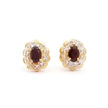 Plated 18KT Yellow Gold 1.02cts Garnet and Diamond Earrings