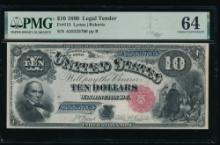 1880 $10 Jackass Legal Tender Note PMG 64