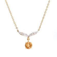 Plated 18KT Yellow Gold 1.04cts Citrine and Diamond Necklace
