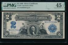 1899 $2 Mini Porthole Silver Certificate PMG 45EPQ