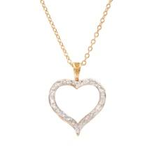 Plated 18KT Yellow Gold Diamond Heart Pendant with Chain