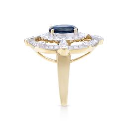 14KT Yellow Gold 2.05ct Blue Sapphire and Diamond Ring