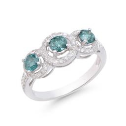 14KT White Gold 1.27ctw Blue Diamond Ring