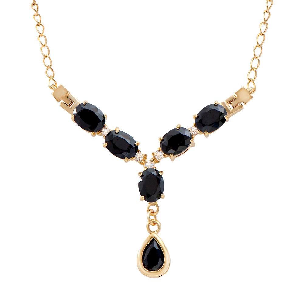 Plated 18KT Yellow Gold 9.10ctw Black Sapphire and White Topaz Pendant with Chain