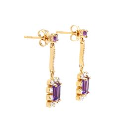 Plated 18KT Yellow Gold 1.79ctw Amethyst and Diamond Earrings