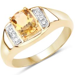 Plated 14KT Yellow Gold 1.30ct Citrine and White Topaz Ring
