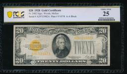 1928 $20 Gold Certificate PCGS 25