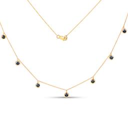 10KT Yellow Gold 1.08ctw Blue Sapphire Necklace
