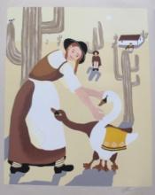 Elke Sommer Happy Is The Desert Hand Signed Limited Edition Serigraph Folk Art
