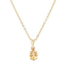 Plated 18KT Yellow Gold 1.03ctw Citrine and Diamond Pendant with Chain