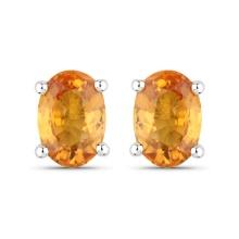 14KT White Gold 1.10ctw Orange Sapphire Earrings