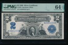 1899 $2 Mini Porthole Silver Certificate PMG 64EPQ