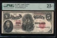 1907 $5 Legal Tender Note PMG 25EPQ