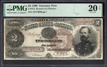 1890 $2 Treasury Note PMG 20NET