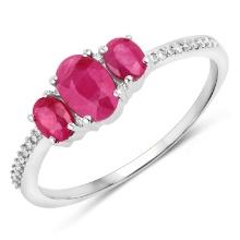 14KT White Gold 1.02ctw Ruby and White Diamond Ring