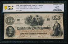 1862 $100 T-41 Confederate PCGS 62