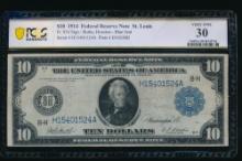 1914 $10 St Louis FRN PCGS 30