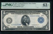 1914 $5 Dallas FRN PMG 63EPQ