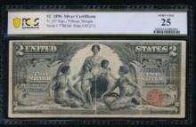 1896 $2 Educational Silver Certificate PCGS 25