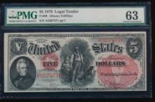 1878 $5 Legal Tender Note PMG 63
