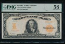 1907 $10 Gold Certificate PMG 58