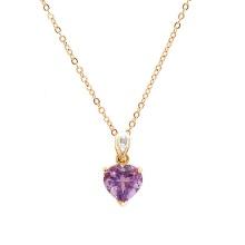 Plated 18KT Yellow Gold 2.12cts Amethyst and Diamond Necklace