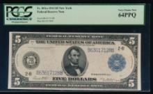 1914 $5 New York FRN PCGS 64PPQ