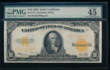 1922 $10 Gold Certificate PMG 45