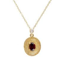 Plated 18KT Yellow Gold 1.26cts Garnet and Diamond Necklace