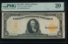 1907 $10 Gold Certificate PMG 20
