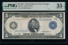 1914 $5 Chicago FRN PMG 35EPQ