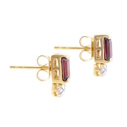 Plated 18KT Yellow Gold 1.15ctw Garnet and Diamond Earrings