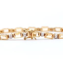 Plated 18KT Yellow Gold 8.54cts Citrine and Diamond Bracelet