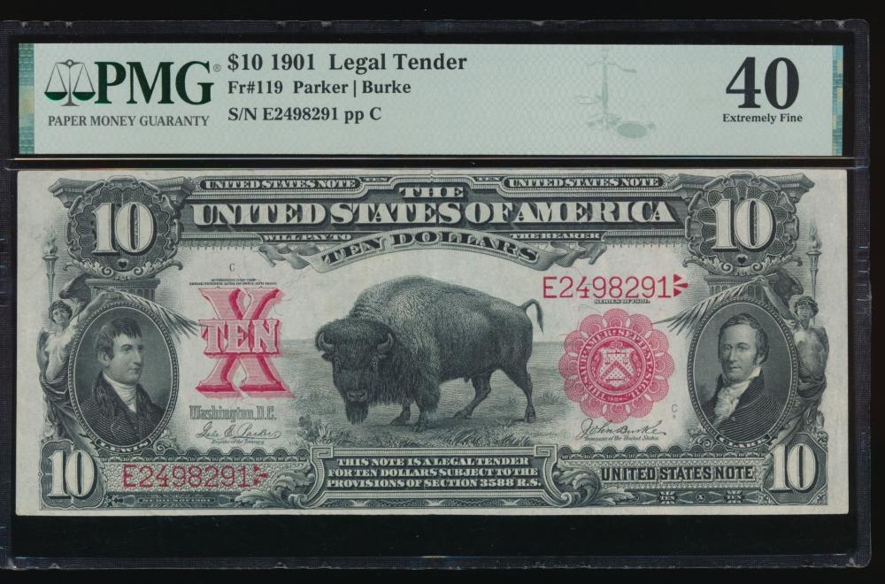 1901 $10 Bison Legal Tender Note PCGS 40