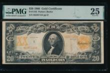 1906 $20 Gold Certificate PMG 25