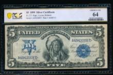 1899 $5 Chief Silver Certificate PCGS 64